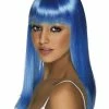 Smiffys USA Glamourama Neon Blue Women's Wig Long, Straight With Fringe Wigs & Beards
