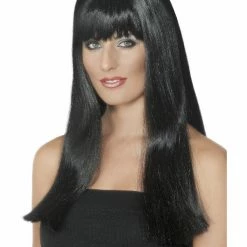 Smiffys USA Mystique Women's Black Wig Long With Fringe