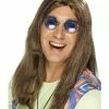 Smiffys USA 1960's Costumes 60s Neil Hippy Men's Long Brown Wig