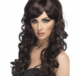 Smiffys USA Wigs & Beards Pop Starlet Women's Brown Wig Long & Curly