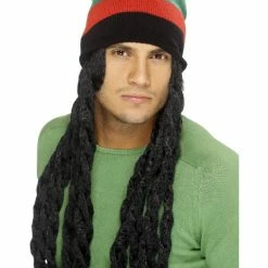 Smiffys USA Wigs & Beards Rasta Hat With Dreadlocks Men's