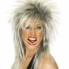Smiffys USA 80s Rock Diva Women's Blonde Streaked Long Mullet Wig Wigs & Beards 1 Smiffys USA 80s Rock Diva Women's Blonde Streaked Long Mullet Wig Wigs & Beards