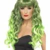 Smiffys USA Wigs & Beards Siren Women's Green Wig Long & Curly With Fringe
