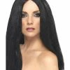 Smiffys USA Star Style Women's Black Wig Long Straight Wigs & Beards