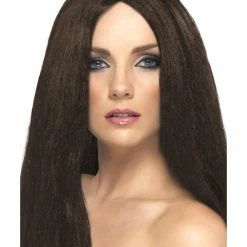 Smiffys USA Star Style Women's Brown Wig Long Straight