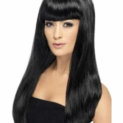 Smiffys USA Wigs & Beards Babelicious Women's Long Black Wig With Fringe