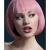 Smiffys USA Fever Mia Women's Pale Pink Wig Short Bob With Fringe