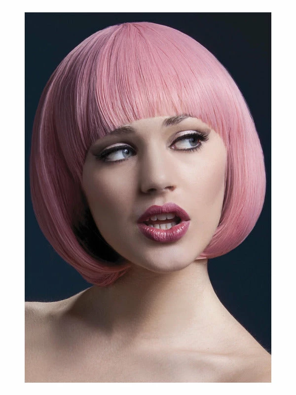 Smiffys USA Fever Mia Women's Pale Pink Wig Short Bob With Fringe 3 Smiffys USA Fever Mia Women's Pale Pink Wig Short Bob With Fringe