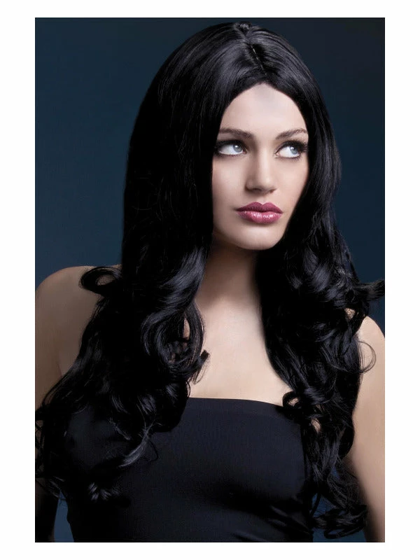 Smiffys USA Fever Rhianne Women's Black Wig Long Soft Curl 3 Smiffys USA Fever Rhianne Women's Black Wig Long Soft Curl