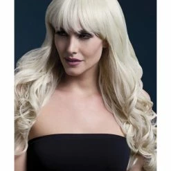 Smiffys USA Isabelle Fever Women's Blonde Wig Long Soft Curl & Fringe Wigs & Beards