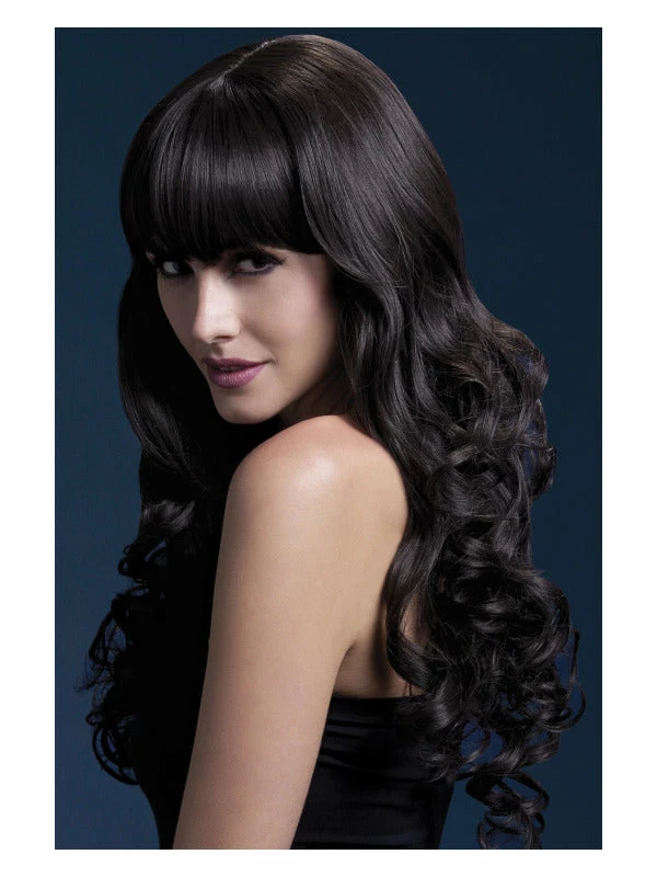Smiffys USA Isabelle Fever Women's Dark Brown Wig Long Soft Curl & Fringe 3 Smiffys USA Isabelle Fever Women's Dark Brown Wig Long Soft Curl & Fringe