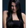 Smiffys USA Amber Women's Fever Black Wig Long Straight With Feathered Fringe 2 Smiffys USA Amber Women's Fever Black Wig Long Straight With Feathered Fringe