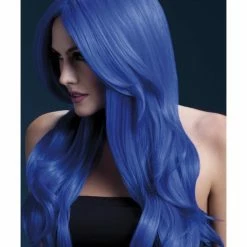 Smiffys USA Long Wave Khloe Fever Women's Neon Blue Wig