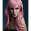Smiffys USA Fever Sienna Women's Pastel Pink Wig Long With Fringe Wigs & Beards