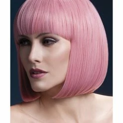 Smiffys USA Wigs & Beards Elise Women's Light Pink Fever Wig Sleek Bob With Fringe