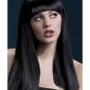 Smiffys USA Alexia Women's Fever Black Wig Long Blunt Cut With Fringe Wigs & Beards