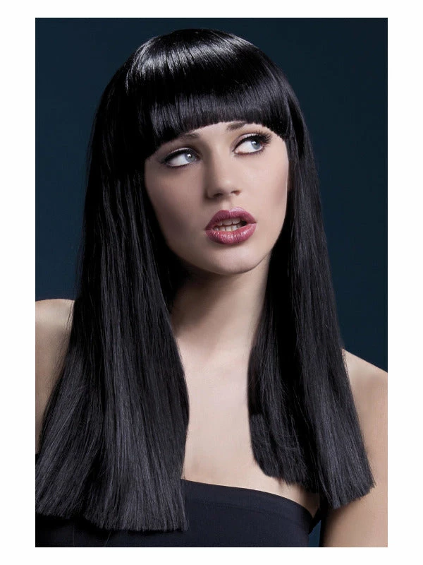 Smiffys USA Alexia Women's Fever Black Wig Long Blunt Cut With Fringe Wigs & Beards 3 Smiffys USA Alexia Women's Fever Black Wig Long Blunt Cut With Fringe Wigs & Beards