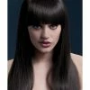 Smiffys USA Alexia Women's Dark Brown Wig Long Blunt Cut With Fringe