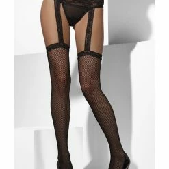 Smiffys USA Fishnet Women's Black Hold-Ups With Suspender Accessories