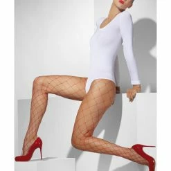 Smiffys USA Accessories Diamond Net Women's Red Tights