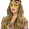 Smiffys USA 60s 70s Hippie Specs Yellow 1960's Costumes