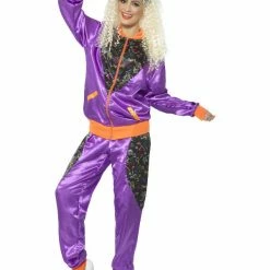 Smiffys USA 80s Retro Womens Purple Shell Suit Costumes