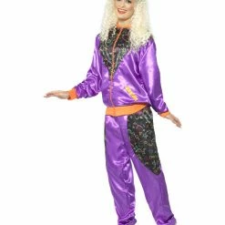Smiffys USA 80s Retro Womens Purple Shell Suit Costumes 6 Smiffys USA 80s Retro Womens Purple Shell Suit Costumes