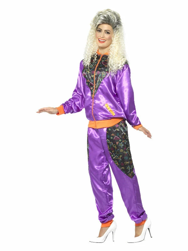 Smiffys USA 80s Retro Womens Purple Shell Suit Costumes 4 Smiffys USA 80s Retro Womens Purple Shell Suit Costumes
