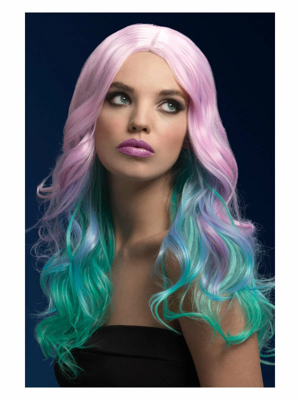 Smiffys USA Khloe Fever Women's Ombre Multi Coloured Mermaid Wig 3 Smiffys USA Khloe Fever Women's Ombre Multi Coloured Mermaid Wig