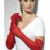 Smiffys USA Accessories Gloves Long Red Satin Style Women's