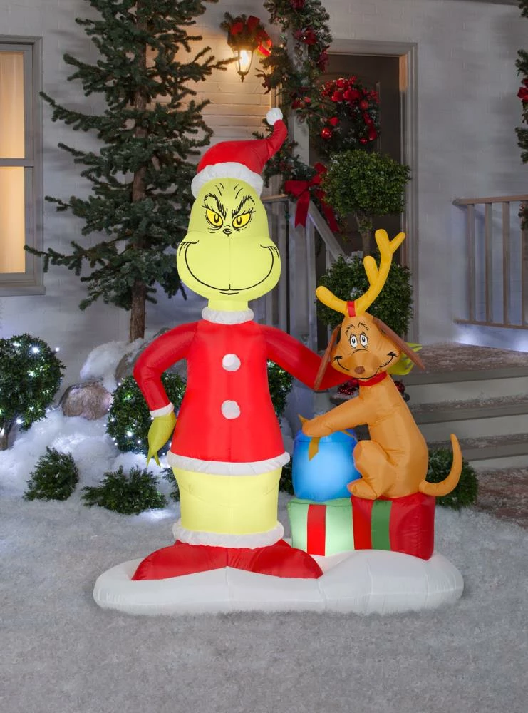 Gemmy Decorations & Props The Grinch & Max With Presents 6ft Airblown Christmas Yard Decoration 3 Gemmy Decorations & Props The Grinch & Max With Presents 6ft Airblown Christmas Yard Decoration