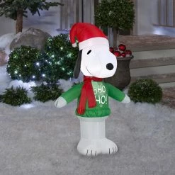 Gemmy Decorations & Props Snoopy With Ho Ho Ho Sweater 3.5ft Ariblown Christmas Yard Decoration