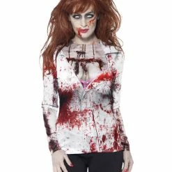 Smiffys USA Costumes Zombie Bloody Women's Long Sleeve T-Shirt