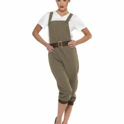 Smiffys USA WW2 Land Girl Women's Khaki Costume