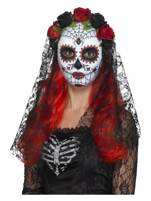 Smiffys USA Masks Day Of The Dead Senorita Mask Women's 3 Smiffys USA Masks Day Of The Dead Senorita Mask Women's