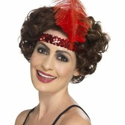 Smiffys USA 20s Flapper Headband Women's Red Feather 1920's Costumes
