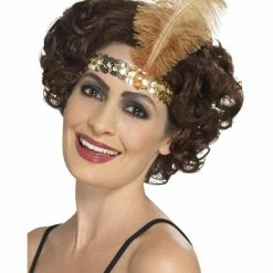 Smiffys USA 20s Flapper Headband Women's Gold Feather 1920's Costumes