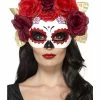 Smiffys USA Day Of The Dead Rose Eyemask Women's Masks