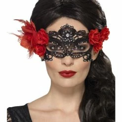 Smiffys USA Day Of The Dead Lace Filigree Eyemask Women's