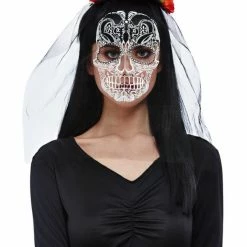 Smiffys USA Day Of The Dead Headband Veil Women's