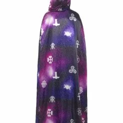 Smiffys USA Accessories Reversible Galaxy Ouija Purple And Black Witch Wizard Cape