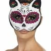 Smiffys USA Masks Sugar Skull Cat Glitter Women's Day Of The Dead Eyemask