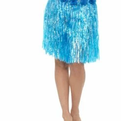 Smiffys USA Hawaiian Hula Blue Skirt With Flowers