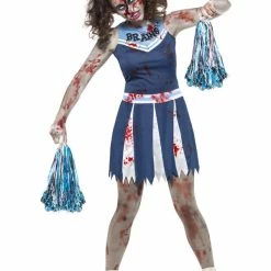 Smiffys USA Costumes Zombie Cheerleader Women's Blue Costume