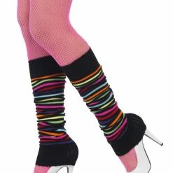 Smiffys USA Accessories 80's Legwarmers Neon And Black Adult