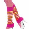 Smiffys USA 80s Legwarmers Neon Pink Striped Adult Accessories