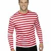 Smiffys USA Stripy Long Sleeve Adult Red & White T-Shirt 1 Smiffys USA Stripy Long Sleeve Adult Red & White T-Shirt