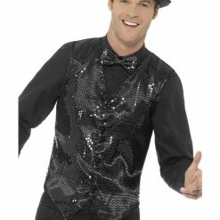 Smiffys USA Costumes Sequin Black Vest - Dance Costume