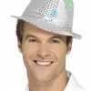 Smiffys USA Hats & Headpieces Light Up LED Sequin Trilby Hat Silver