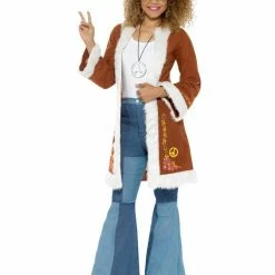 Smiffys USA Costumes 60s Retro Afghan Women's Hippy Coat